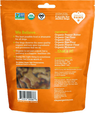 Riley'S Organic Peanut Butter & Molasses Biscuit Small Bone Dog Treats - Pack Of 6