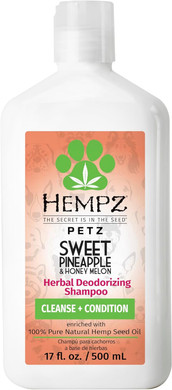 Hempz Petz, Dog Shampoo, Sweet Pineapple Deodorizing Shampoo, Cleans, Conditions & Moisturizes, 17 Oz