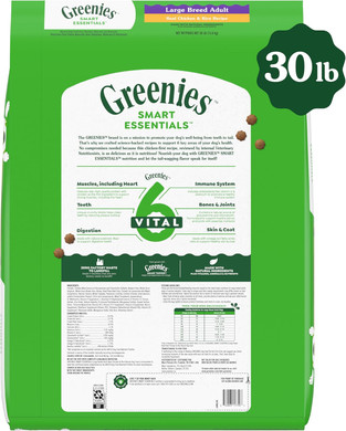 Greenies Smart Essentials Adult Large Breed High Protein Dry Dog Food Real Chicken & Rice Recipe, 30 Lb. Bag