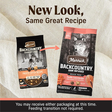 Merrick Backcountry Grain Free Dry Adult Dog Food, Kibble With Freeze Dried Raw Pieces, Pacific Catch With Salmon - 4.0 Lb. Bag