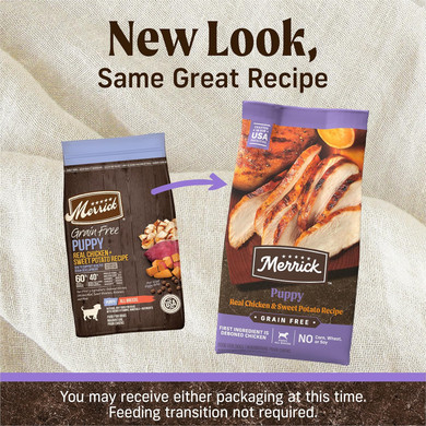Merrick Premium Grain Free Dry Puppy Food, Wholesome And Natural Kibble With Real Chicken And Sweet Potato - 4.0 Lb. Bag