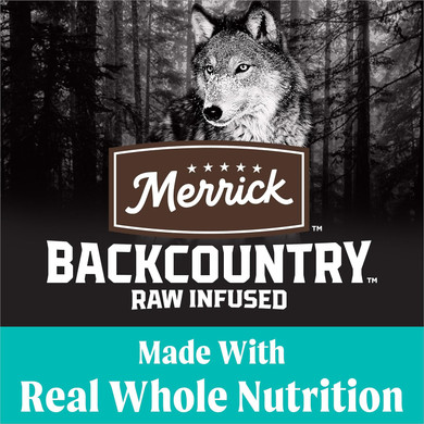 Merrick Backcountry Grain Free Dry Adult Dog Food, Kibble With Freeze Dried Raw Pieces, Game Bird Recipe - 4.0 Lb. Bag
