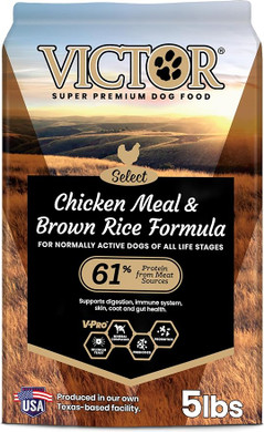 Victor Super Premium Dog Food  Chicken Meal & Brown Rice Formula - Dry Dog Food For All Normally Active Dogs Of All Life Stages  Ideal For Dogs With Meat Protein Allergies, 5 Lb
