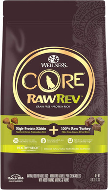 Wellness Core Rawrev Grain-Free Dry Dog Food, Natural Ingredients, Made In Usa With Real Freeze-Dried Meat (Adult, Healthy Weight, 4 Lbs)