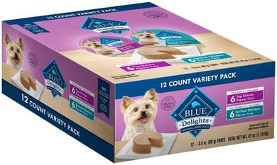 Blue Buffalo Delights Small Breed Natural Wet Dog Food Variety Pack, Top Sirloin Patã£Â© And Grilled Chicken Patã£Â©, 3.5-Oz. Cups, 12 Count