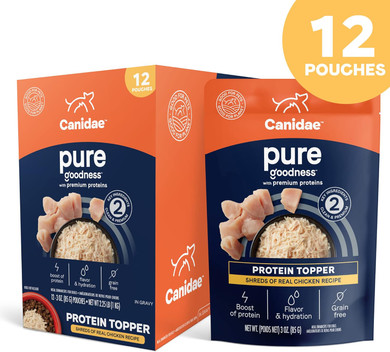 Canidae Pure Protein Topper Wet Dog Food For Small Breeds, Shreds Of Real Chicken In Gravy Recipe, 3 Oz. (Case Of 12)