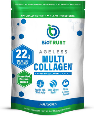 Biotrust Ageless Multi Collagen Peptides Powder  5 Types (I, Ii, Iii, V, X)  Unflavored Collagen Powder For Women & Men  Hydrolyzed Protein  Grass Fed Beef, Fish, Chicken, Eggshell Membrane