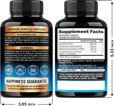 Glucosamine Chondroitin Msm Collagen | Fsa Hsa Eligible | Joint Support Supplement 2800 Mg | Made In Usa | Fsa Approved Product Items | Flexibility Nutritional Vitamins | For Men & Women, 120 Capsules