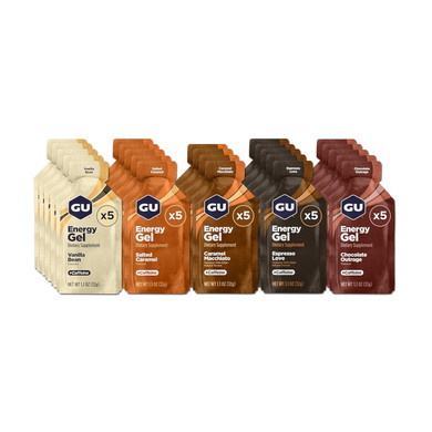 Gu Energy Original Sports Nutrition Energy Gel, Vegan, Gluten-Free, Kosher, And Dairy-Free On-The-Go Energy For Any Workout, 24-Count, Assorted Indulgent Flavors