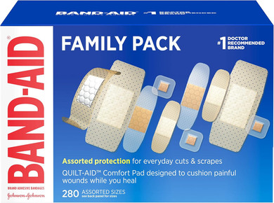 Band-Aid Brand Adhesive Bandages Family Variety Pack, Sheer & Clear Flexible Sterile Individually Wrapped Bandages For First Aid Wound Care For Minor Cuts & Scrapes, Assorted Sizes, 280 Ct