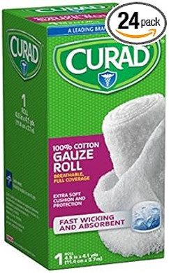 Curad Cotton Stretch Rolled Gauze, 4.5" X 4 Yd (Pack Of 24)