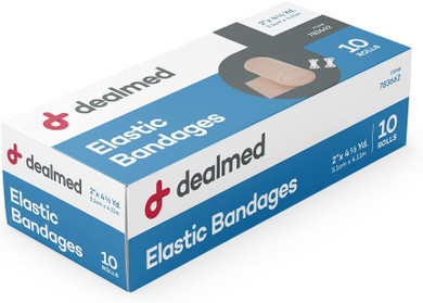 Dealmed 2" Elastic Bandage Wrap With Clip Closure  10 Elastic Bandages, 4.5 Yards Stretched Compression Bandage Wrap, Wound Care Product For First Aid Kit And Medical Facilities