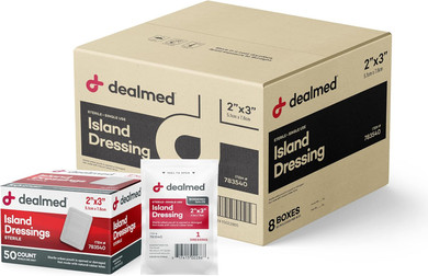 Dealmed Sterile Bordered Gauze Island Dressings  400 Count, 2" X 3" Gauze Pads, Disposable, Latex-Free, Adhesive Borders With Non-Stick Pads, Wound Dressing For First Aid Kit And Medical Facilities