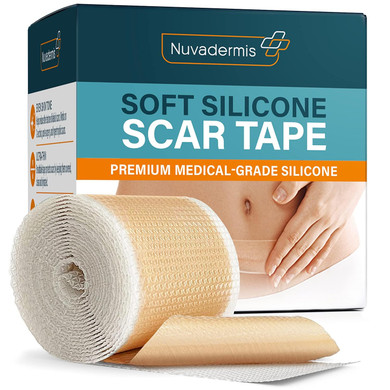 Nuvadermis Silicone Scar Tape For Surgical Scars - 120" X 1.5" Roll - Extra Long Medical Grade Silicone Scar Tape For C-Section, Tummy Tuck, Keloid, And Surgical Scars - Reusable Tape Strips - 2 Pack