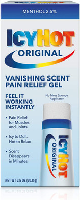 Icy Hot Vanishing Scent Pain Relief Gel With Menthol, No-Mess Sponge Applicator, 2.5 Ounces
