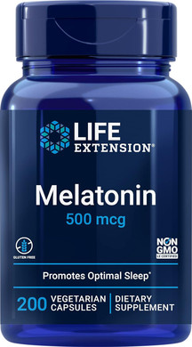 Life Extension Melatonin, 500 Mcg  Gently Promotes Sleep, Low Dose, Value Size  Non-Gmo, Gluten-Free, Vegetarian  200 Capsules