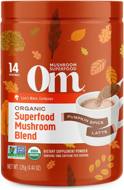 Om Mushroom Superfood Matcha Latte Blend Mushroom Powder, Single Serve, 10 Count, Green Tea, Lion'S Mane, Reishi, Chaga, Turkey Tail, Focus & Stress Support Supplement