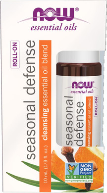 Now Foods Essential Oils, Seasonal Defense Roll On, Non-Gmo Project Verified, Cleansing Blend, Steam Distilled, Topical Aromatherapy, 10-Ml