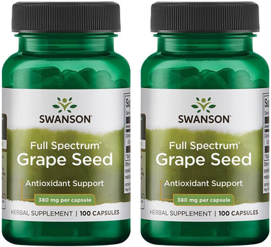 Swanson Grape Seed Heart Antioxidant Free Radicals Healthy Blood Pressure Support Polyphenols Opcs Herbal Supplement 380 Mg 100 Capsules (2 Pack)