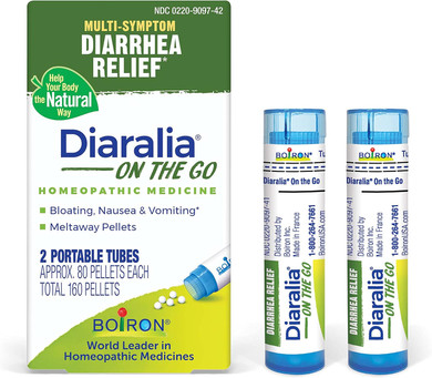 Boiron Diaralia On The Go For Diarrhea Relief, Gas, Bloating, Intestinal Pain, And Traveler'S Diarrhea - 2 Count (160 Pellets)