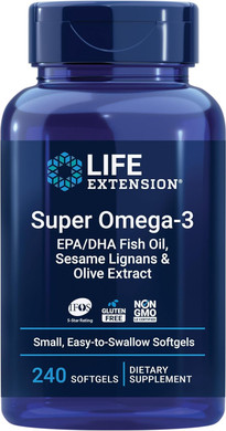 Life Extension Super Omega-3 Epa/Dha Fish Oil, Sesame Lignans & Olive Extract  Heart Health, Brain Health, Inflammation Health Support, Gluten-Free, Easy To Swallow, Non-Gmo, 240 Softgels