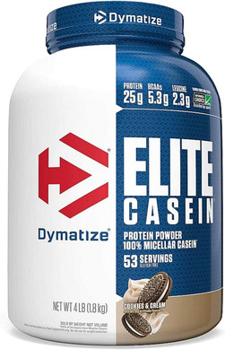 Dymatize Elite Casein Protein Powder, Slow Absorbing With Muscle Building Amino Acids, 100% Micellar Casein, 25G Protein, 5.4G Bcaas & 2.3G Leucine, Helps Overnight Recovery, Smooth Vanilla, 2 Pound