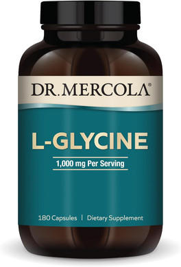 Dr. Mercola L-Glycine Dietary Supplement, 1,000 Mg Per Serving, 90 Servings (180 Capsules), Mitochondrial Function, Non Gmo, Soy Free, Gluten Free