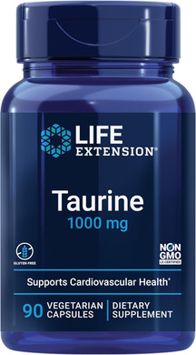 Life Extension Taurine, Pure Taurine Amino Acid Supplement, Heart, Liver And Brain Health, Longevity, Muscle And Exercise, 1000 Mg Dose, Non-Gmo, Gluten-Free, Vegetarian, 90 Vegetarian Capsules
