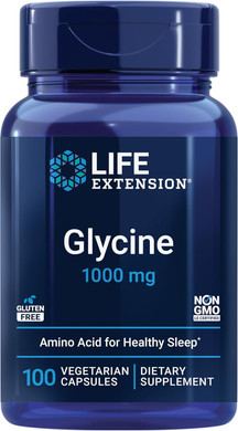 Life Extension Glycine, 1000 Mg, Amino Acid That Promotes Healthy Sleep, Gluten-Free, Non-Gmo, Vegetarian, 100 Capsules