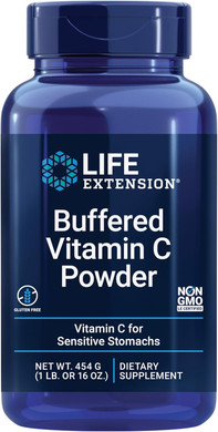 Life Extension Buffered Vitamin C Powder, Buffering Minerals, Calcium, Magnesium, Potassium & Zinc, For Sensitive Stomachs, Gluten Free, Non-Gmo, Vegetarian, 454 Grams, About 84 Servings