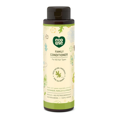 Ecolove - Natural Conditioner For All Hair Types - Safe For The Whole Family - No Sls Or Parabens - With Organic Cucumber Extract - Vegan And Cruelty-Free, 17.6 Oz