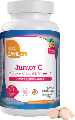 Zahler Junior C Advanced Chewable Vitamin C For Kids - Immune Support Kids Vitamins In Delicious Orange Flavor - Kosher Kids Vitamin C For Immunity - Vitamin C Chewable Antioxidant - (90 Count)