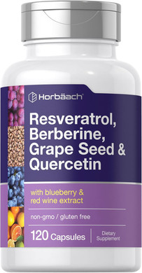 Horbã£Â¤Ach Resveratrol Berberine Grape Seed & Quercetin | With Blueberry & Red Wine Extract | 120 Capsules | Non-Gmo, Gluten Free Supplement