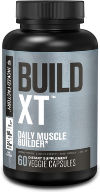 Jacked Factory Build-Xt Daily Muscle Builder & Performance Enhancer - Muscle Building Supplement For Muscular Strength & Growth | Trademarked Ingredients Peak02, Elevatp, & Astragin - 60 Veggie Pills