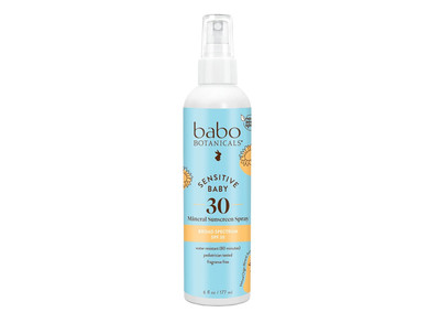 Babo Botanicals Sensitive Baby Mineral Sunscreen Spray Spf30 - Natural Zinc Oxide - Non-Aerosol  Face & Body - Fragrance-Free - Water Resistant - For Babies & Kids - Various Versions