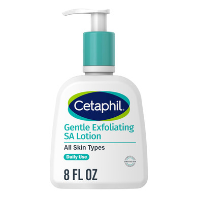 Cetaphil Gentle Exfoliating Sa Lotion, Lightweight Moisturizer For All Skin Types, 8 Oz Pump Bottle, Salicylic Acid, Mandelic Acid & Gluconolactone, Gently Exfoliates, Dermatologist Recommended Brand