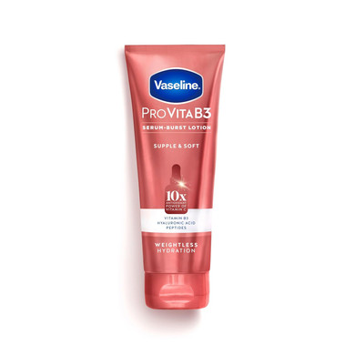 Vaseline Pro Vitab3 Serum Burst Lotion Supple & Soft Healthy, Hydrated Skin, Lightweight 10X Antioxidant Power Of Vitamin C With Vitamin B3, Hyaluronic Acid & Peptides, 7.5 Fl Oz