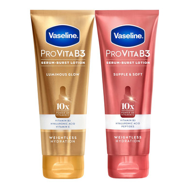 Vaseline Pro Vitab3 Serum Burst Lotion Supple & Soft Healthy, Hydrated Skin, Lightweight 10X Antioxidant Power Of Vitamin C With Vitamin B3, Hyaluronic Acid & Peptides, 7.5 Fl Oz