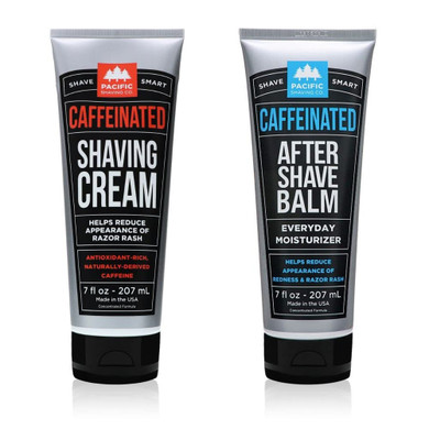 Pacific Shaving Company Caffeinated Shaving Cream & Aftershave Set - Shave Kit For Men - Antioxidant + Caffeine Enriched Shave Cream + Aftershave Lotion (7 Oz, 2 Pack)