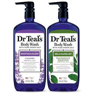 Dr Teal'S Body Wash With Pure Epsom Salt, Lavender & Eucalyptus, 24 Fl Oz (Pack Of 2)