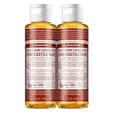 Dr. Bronner'S - Pure-Castile Liquid Soap, Made With Organic Oils, 18-In-1 Uses: Face, Body, Hair, Laundry, Pets And Dishes, Concentrated, Vegan, Non-Gmo (Eucalyptus, 4 Ounce, 2-Pack)