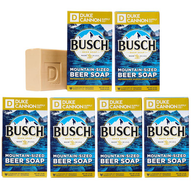 Duke Cannon Busch Beer Soap For Men | Refreshing Clean Sandalwood Scent | Infused With Real Busch Beer | 10 Oz Bar, 2-3X Larger | Rugged Yet Refined Cleansing Experience (6 Pack)
