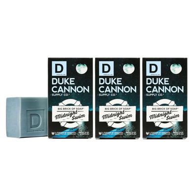 Duke Cannon Big Brick Of Soap Midnight Swim - Refreshing Aquatic Scent With Green Top Notes, 10 Oz Men'S Soap Bar (Pack Of 3)