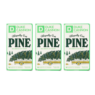 Duke Cannon Supply Co. Big Brick Of Soap Bar For Men Holiday Edition Illegally Cut Pine (Fresh Split Pine Scent) Multi-Pack- Superior Grade, Extra Large, Paraben-Free, Cruelty-Free, 10 Oz (3 Pack)