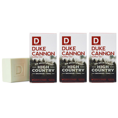 Duke Cannon Big Brick Of Soap - High Country | 10 Oz. Triple Milled Bar Soap | Birchwood & Tonka Scent | Supports U.S. Veterans, 3 Pack