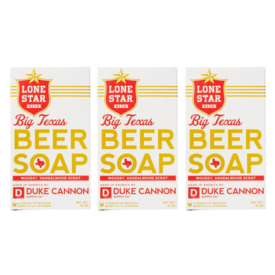 Duke Cannon Supply Co. Big Texas Beer Soap - 10Oz | Made With Lone Star Beer | Woodsy Sandalwood Scent | Superior Grade Soap | 3 Pack