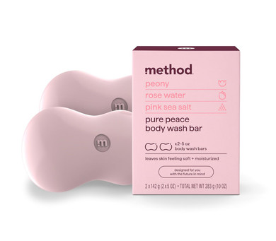 Method Bar Soap, Simply Nourish, Coconut, Rice Milk + Shea Butter Notes, Plastic Free, 2 Bars, 5Oz Each