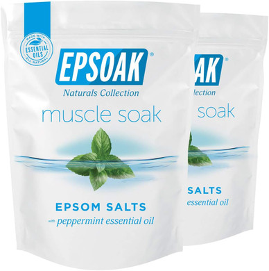 Epsoak Muscle Soak 4 Lbs. - Speed Muscle Recovery, Soothe Aching Muscles, And Reduce Inflammation With Epsom Salt & Premium Eucalyptus & Peppermint Essential Oils (Qty 2 X 2 Lb. Bags)