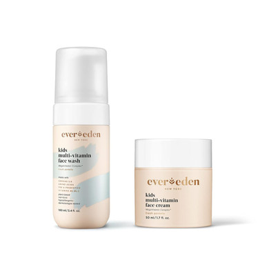 Evereden Kids Happy Face Duo (Fresh Pomelo) - Multi-Vitamin Kids Face Wash & Kids Face Cream Set - Clean & Vegan Skin Care For Kids 3+ - Moisturizing, Nourishing, & Protective Kids Skin Care Set