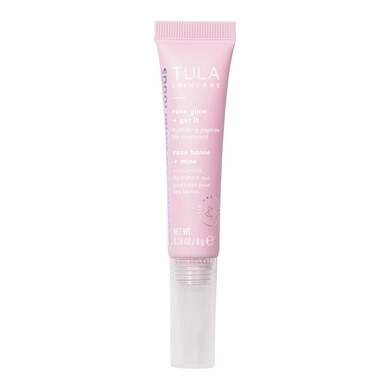 Tula Skin Care Rose Glow + Get It Lip Balm - Hydrating Peptide Lip Treatment With Hyaluronic Acid & Vitamin E, 0.28 Oz